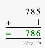 Calculate 785 + 1 using long addition