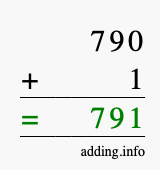 Calculate 790 + 1 using long addition