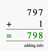 Calculate 797 + 1 using long addition