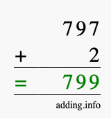 Calculate 797 + 2 using long addition