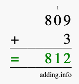 Calculate 809 + 3 using long addition