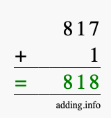 Calculate 817 + 1 using long addition