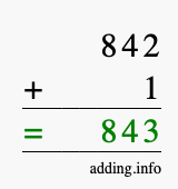 Calculate 842 + 1 using long addition