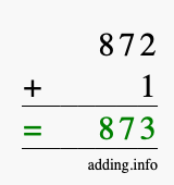 Calculate 872 + 1 using long addition