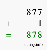 Calculate 877 + 1 using long addition