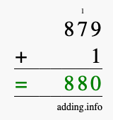 Calculate 879 + 1 using long addition