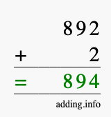 Calculate 892 + 2 using long addition