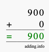 Calculate 900 + 0 using long addition