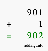 Calculate 901 + 1 using long addition