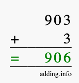 Calculate 903 + 3 using long addition