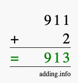 Calculate 911 + 2 using long addition