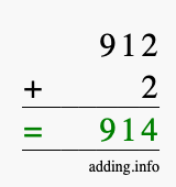 Calculate 912 + 2 using long addition