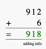 Calculate 912 plus 6 using long addition Calculate 912 + 6 using long addition