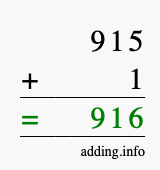 Calculate 915 + 1 using long addition
