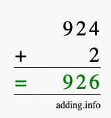 Calculate 924 + 2 using long addition