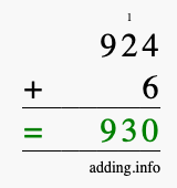 Calculate 924 plus 6 using long addition Calculate 924 + 6 using long addition