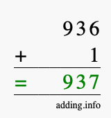 Calculate 936 + 1 using long addition