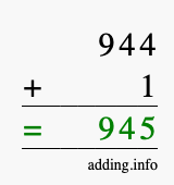 Calculate 944 + 1 using long addition