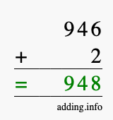 Calculate 946 + 2 using long addition