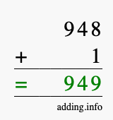 Calculate 948 + 1 using long addition