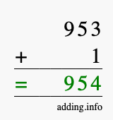 Calculate 953 + 1 using long addition