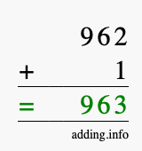 Calculate 962 + 1 using long addition