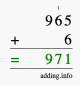 Calculate 965 plus 6 using long addition Calculate 965 + 6 using long addition