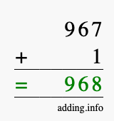 Calculate 967 + 1 using long addition