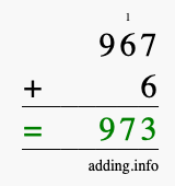 Calculate 967 plus 6 using long addition Calculate 967 + 6 using long addition