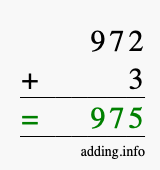 Calculate 972 + 3 using long addition