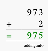 Calculate 973 + 2 using long addition