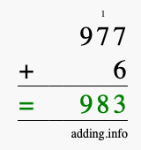 Calculate 977 plus 6 using long addition Calculate 977 + 6 using long addition
