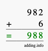 Calculate 982 plus 6 using long addition Calculate 982 + 6 using long addition