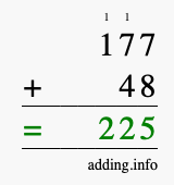 Calculate 177 + 48 using long addition