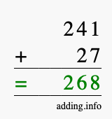 Calculate 241 + 27 using long addition