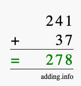 Calculate 241 + 37 using long addition
