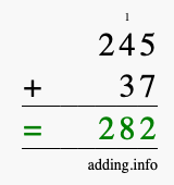 Calculate 245 + 37 using long addition