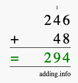 Calculate 246 + 48 using long addition