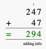 Calculate 247 + 47 using long addition