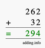 Calculate 262 plus 32 using long addition Calculate 262 + 32 using long addition