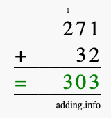 Calculate 271 plus 32 using long addition Calculate 271 + 32 using long addition