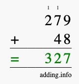 Calculate 279 plus 48 using long addition Calculate 279 + 48 using long addition