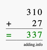 Calculate 310 + 27 using long addition