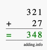Calculate 321 + 27 using long addition