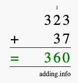 Calculate 323 + 37 using long addition
