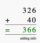 Calculate 326 + 40 using long addition