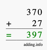 Calculate 370 + 27 using long addition