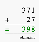 Calculate 371 + 27 using long addition
