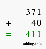 Calculate 371 plus 40 using long addition Calculate 371 + 40 using long addition