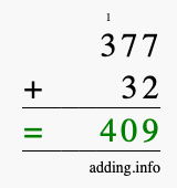 Calculate 377 plus 32 using long addition Calculate 377 + 32 using long addition